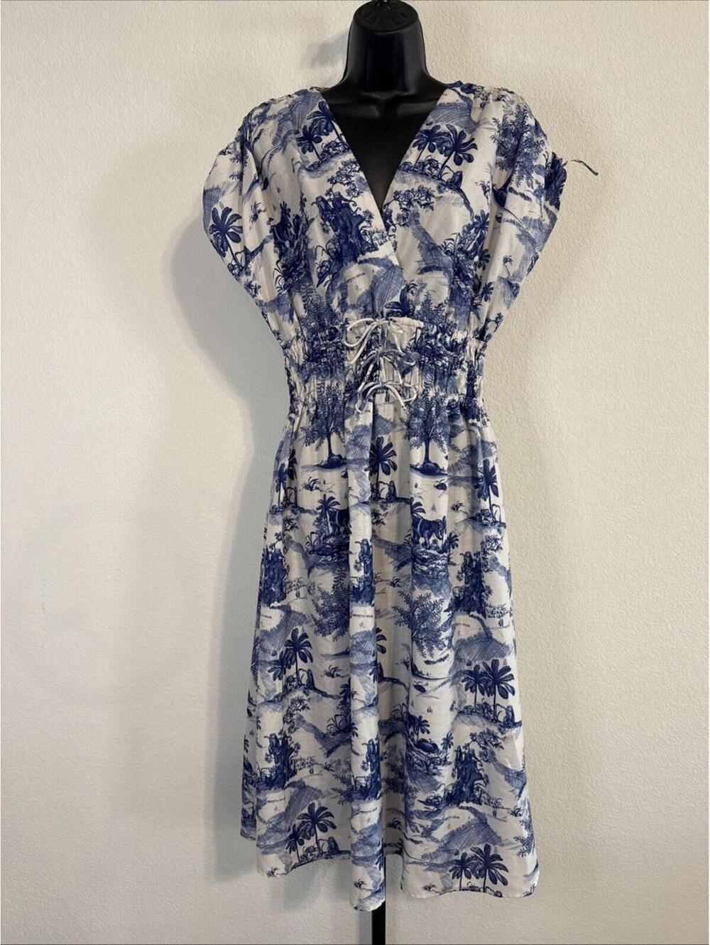 House of Fett Jungle Print V-Neck Elastic Waist Dress - LRG